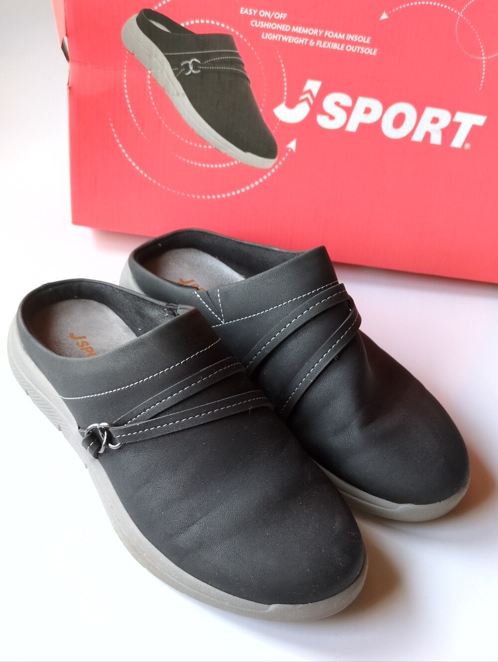 JSport Slip On Black Shoes Womens Sz 8 Gina